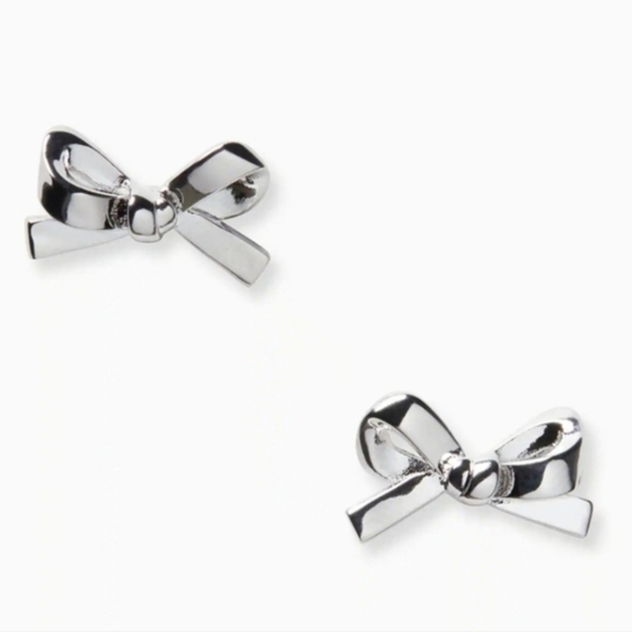 kate spade Jewelry - Kate Spade Skinny Mini Bow Stud Earrings Silver - New with Tags